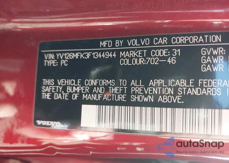 2015 Volvo S60 T5 Premier из США, поврежденный, VIN YV126MFK3F1344944